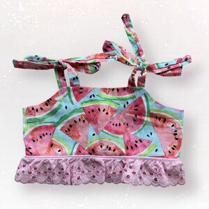 Handmade Watermelon Print Crop Tank Top